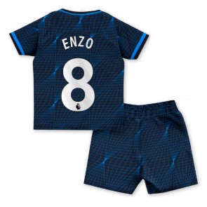 Chelsea Enzo Fernandez #8 Koszulka Wyjazdowych Dziecięca 2023-24 Krótki Rękaw (+ Krótkie spodenki)